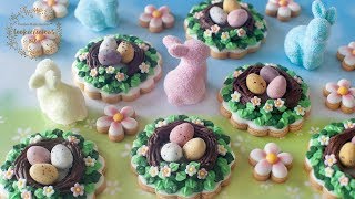 How to make EASTER EGG NEST Cookies with Chocolate Speckled Eggs + Mini Daisy Cookies