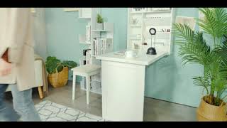 TANGKULA Wall Mounted Table, Fold Out Multi-Function Computer Desk, Convertible Floating Desk