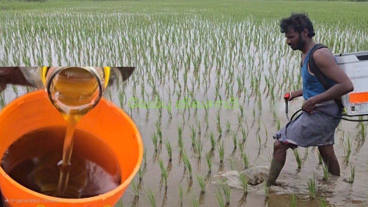 வேப்பெண்ணெய்  கரைசல் தயார் செய்தல்.. நெல் வயல் 