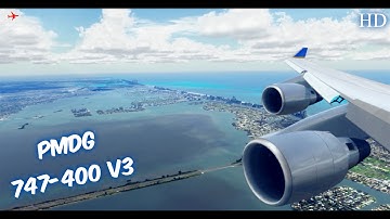 Awesome Queen Of The Skies 747-400 Landing in Miami l P3D V3 l PMDG 747 V3