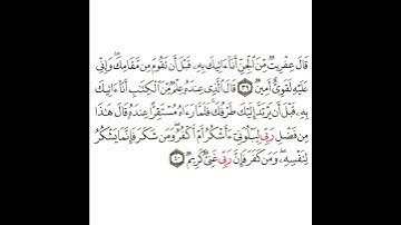 سورة النمل 12 القسم الثاني عشر تكرار كيفي من .. قال عفريت من الجن أنا آتيك به .. إلى .. غني كريم