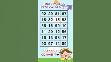 Find 3 pairs of identical numbers /Dementia Prevention Quizzes/Dementia Tests. No.94