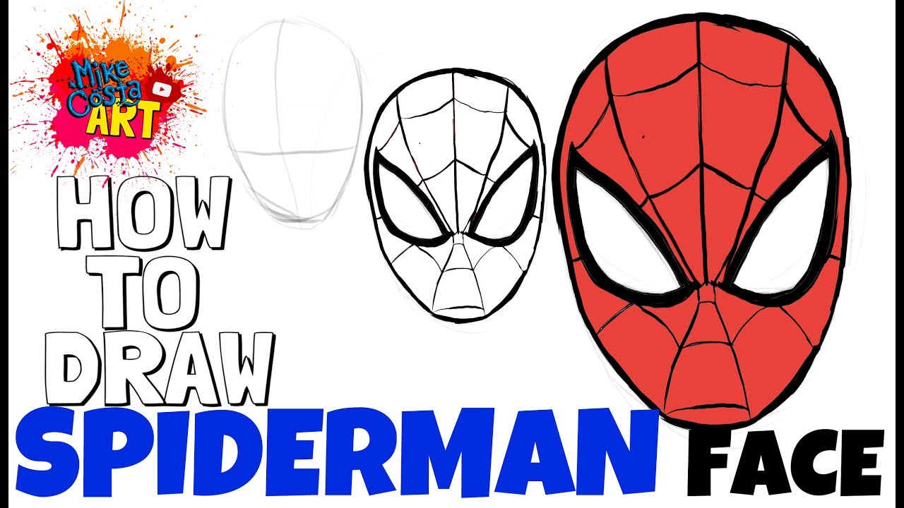 How To Draw Spiderman Face from Spiderman Homecoming - YouTube