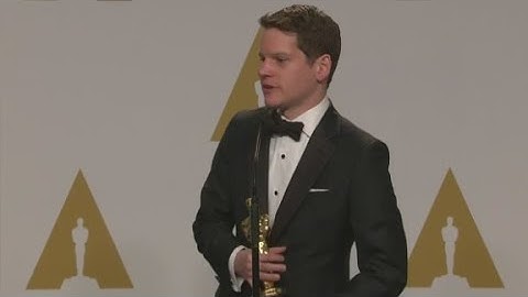 Raw: Graham Moore backstage at the Oscars