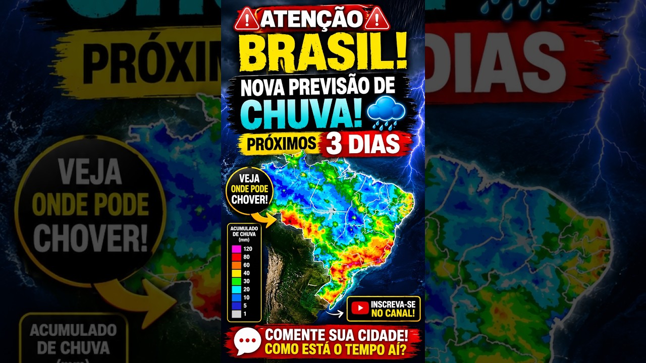🚨 CHUVA NO BRASIL! NOVA PREVISÃO REVELA O QUE PODE ACONTECER NOS PRÓXIMOS 3 DIAS! (30 AGO a 01 SET)