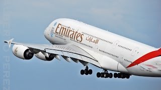 Airbus A380 Emirates Taking Off At Schiphol Ams. Video And Photos
