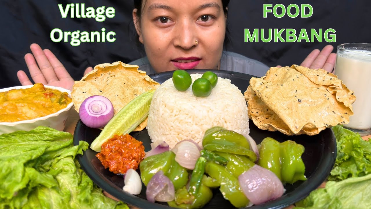 EATING RICE, ARBI KI SABJI, CAPS+ONION FRY, CHERRY TOMATO CHATNI, DALLE KHURSANI, SALAD | ORGANIC