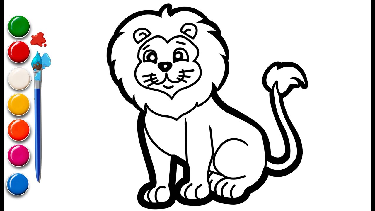How to draw a Lion Drawing, Painting and Coloring for Kids & Toddlers ...