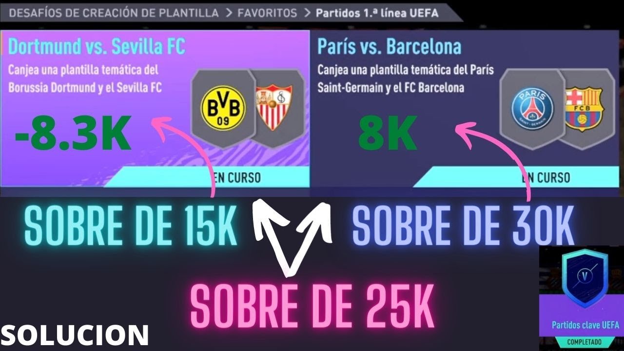SBC l  PARTIDOS CLAVE UEFA / PARTIDOS PRIMERA LINEA UEFA l (SOLUCION)  l FIFA21