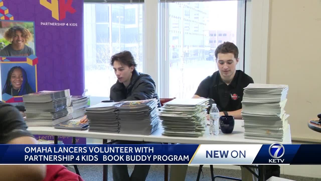 Omaha Lancers volunteer with Partnership 4 Kids