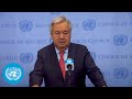 UN Chief on Israel/Palestine Crisis - Media Stakeout | Security Council | United Nations