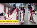 How to wear kullvi traditional dress pattu in modern style  mountain girl