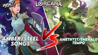 Amethyst Emerald Tempo (Tom) VS Amber Steel Songs (Lukas) Lorcana Finals 5.3.24 [PAPER]