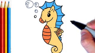 (fast-version) How to Draw Sea Horse Step by Step Tutorial with Commentary by FreshArtsy 18,330 views 4 years ago 7 minutes, 48 seconds