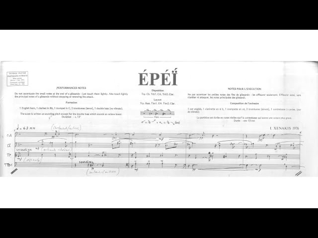 Iannis Xenakis – Épéï (Audio + Full Score)