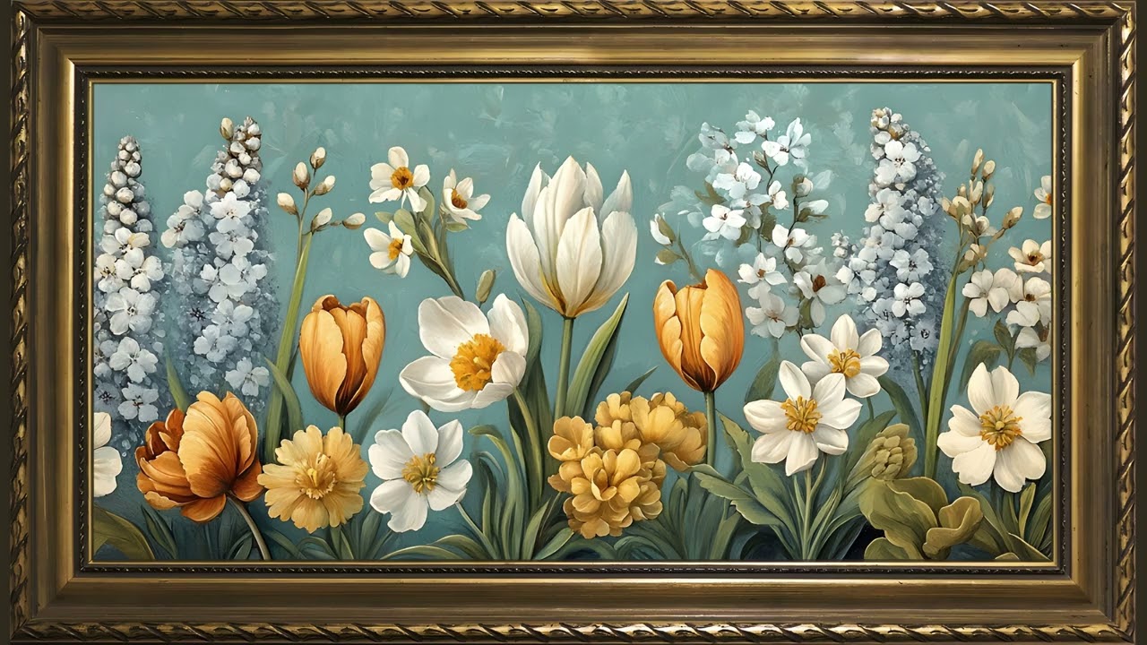 Botanical Garden in Spring, Vintage Oil Painting | Framed Art Screensaver for TV