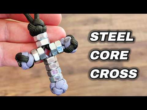 Turning Paracord Into a Hex Nut Diamond Knot Cross Step by Step Tutorial 🔥