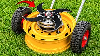 Even NASA Engineers Couldn't Think Of This! Farmer Turns Wheel Rim Into A Lawn Mower Worth Thousands