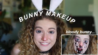 CUTE BUNNY MAKEUP TUTORIAL+BLOODY BUNNY MAKEUP// easy tutorial