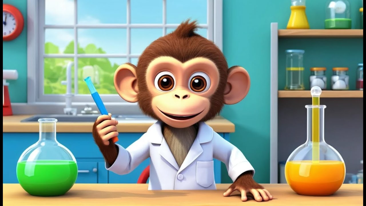 Silly Monkey Becomes a Scientist 🐒🔬 | Funny and Fun Kids Nursery Rhyme Animation
