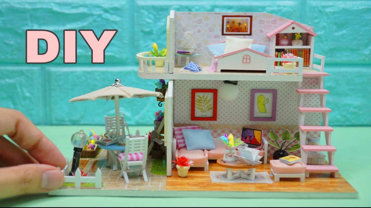 MINIATURE DIY DOLLHOUSE WITH LOFT AND GARDEN / Nanay Qhey