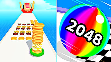 Pancake Run | Ball Run 2048 - All New Max Levels Trailer Updates Games Gameplay Walkthrough iOS 3756