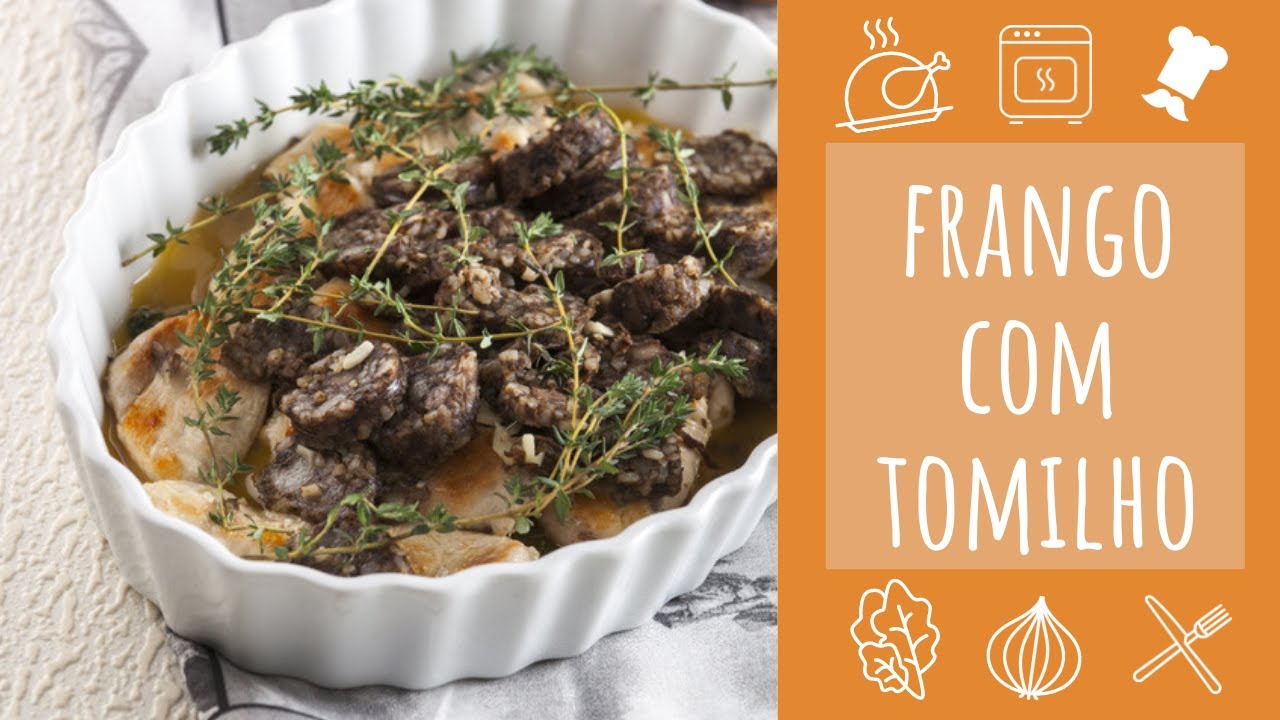 Peitos de frango com morcela e tomilho