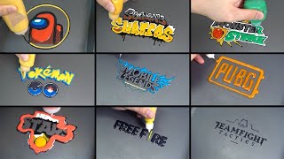 Mobile Game Logo Pancake Art - Among Us Legends Free Fire Subway Surfers Poke Go Monster Strike