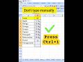 Excel User Shortcut #excel #excelmastery #magic #shorts
