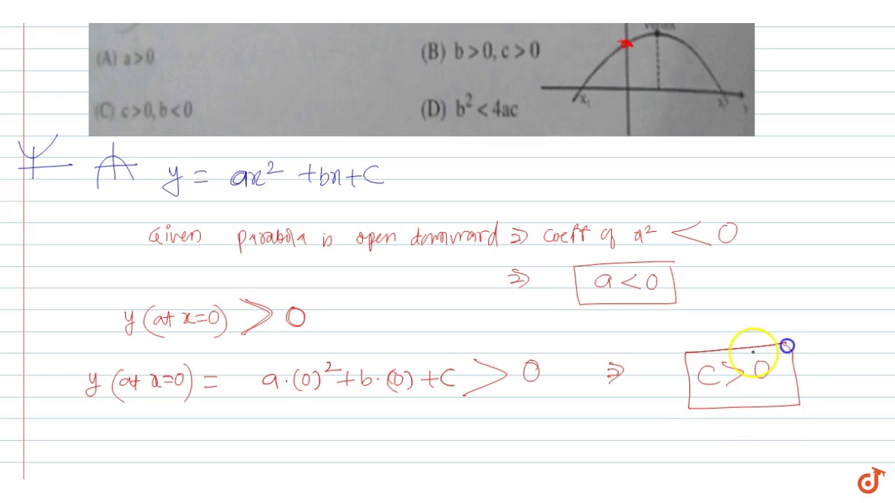 The Adjoining Figure Shows The Graph Of Y Ax 2 Bx C Then Youtube