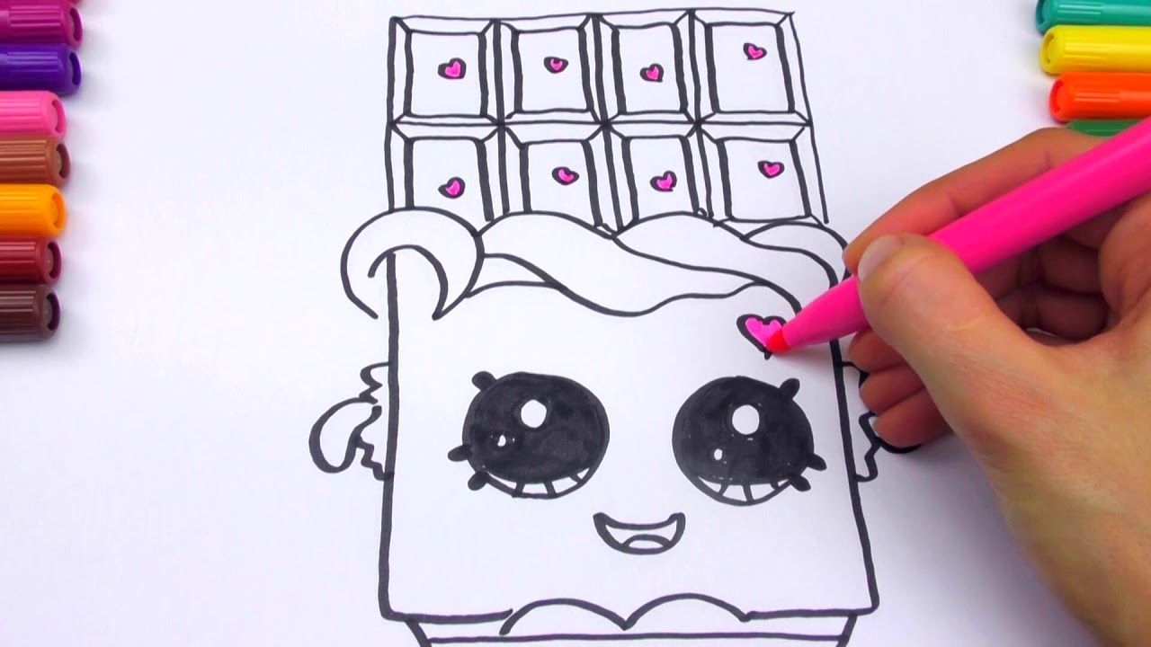 Easy Chocolate Shopkins Drawing | Shopkins Coloring Page - YouTube