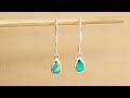 Little Tear Drop, Five-Star, High Grade, Opal Inlay Dangle Earrings, 14kt Yellow Gold by Kabana