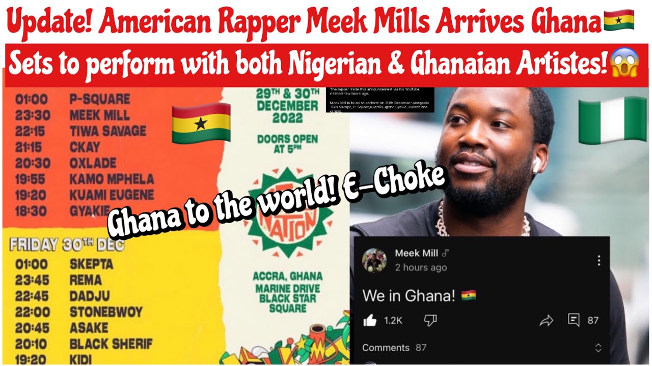 Meek Meals Rapper Update! American Rapper Meek Mills Arrives Ghana, sets to perform with ...