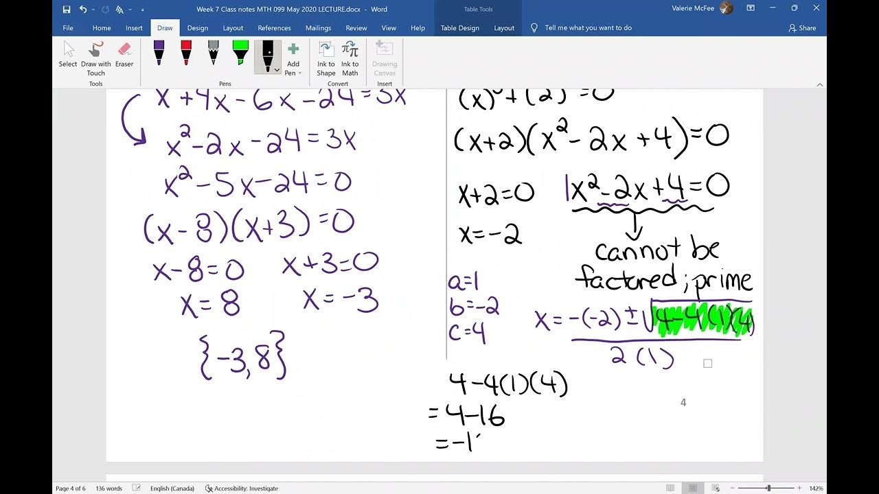 7C Solving Quadratic Equations 2 - YouTube