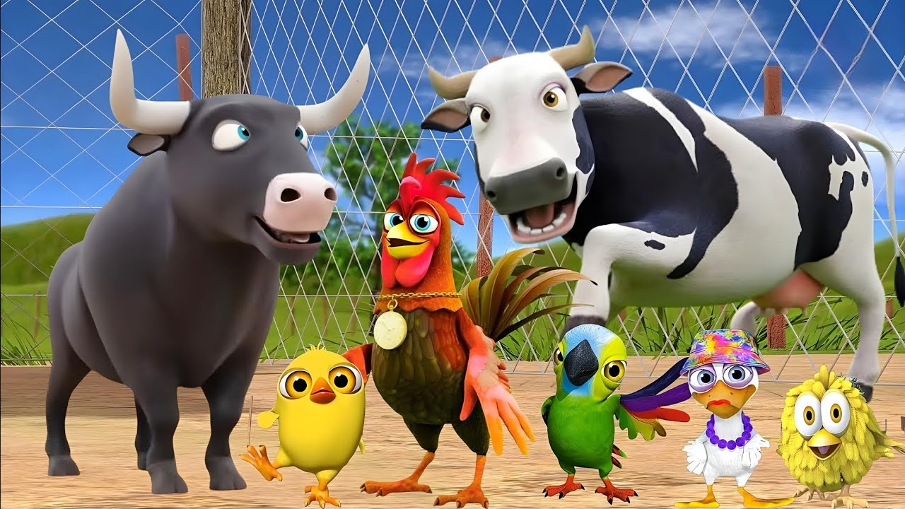 El Pollito pío 3d | El toro se congela jugando en el juegodel Toro y el Tractor 3D