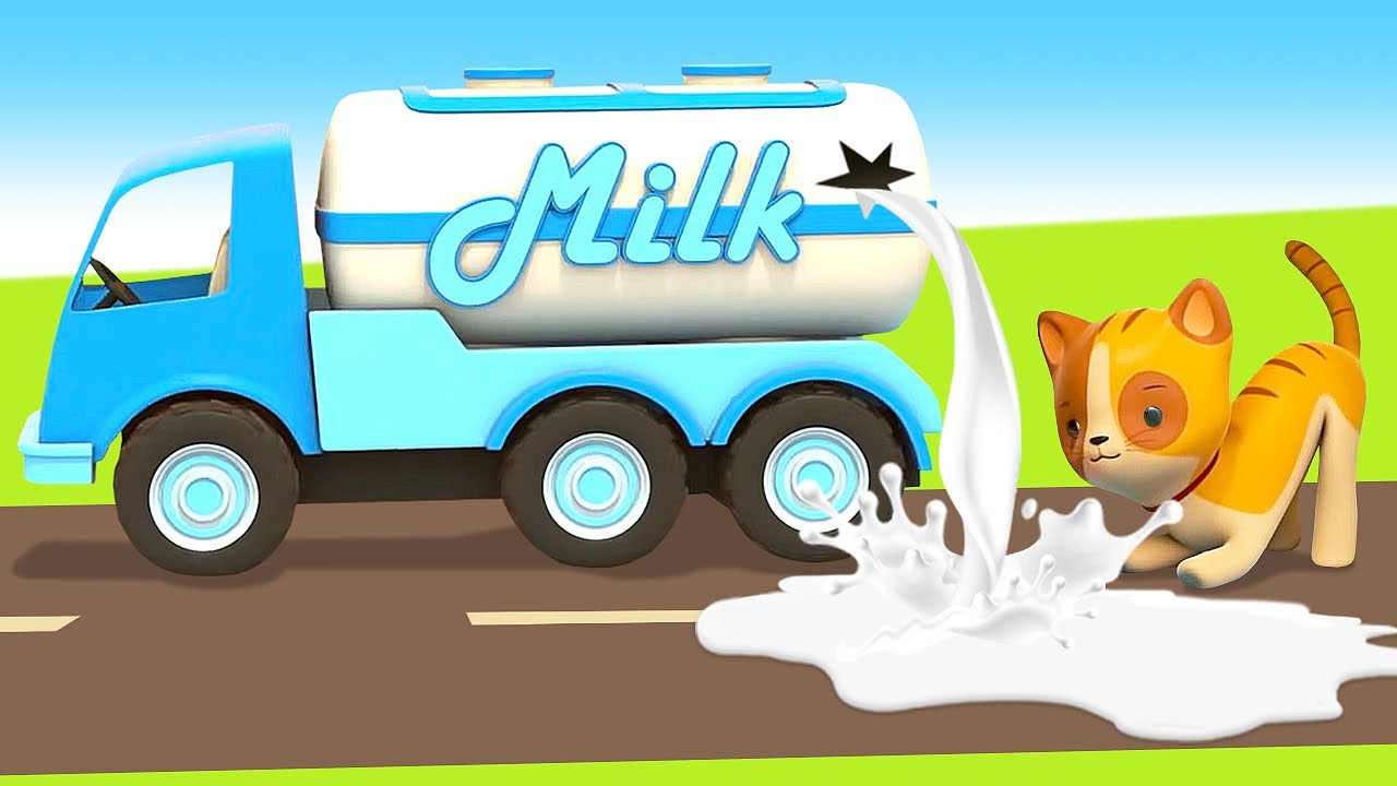 servidor Estribillo O después El camión de la leche está roto! Vehículos de servicio. Dibujos animados de camiones  infantiles. - YouTube