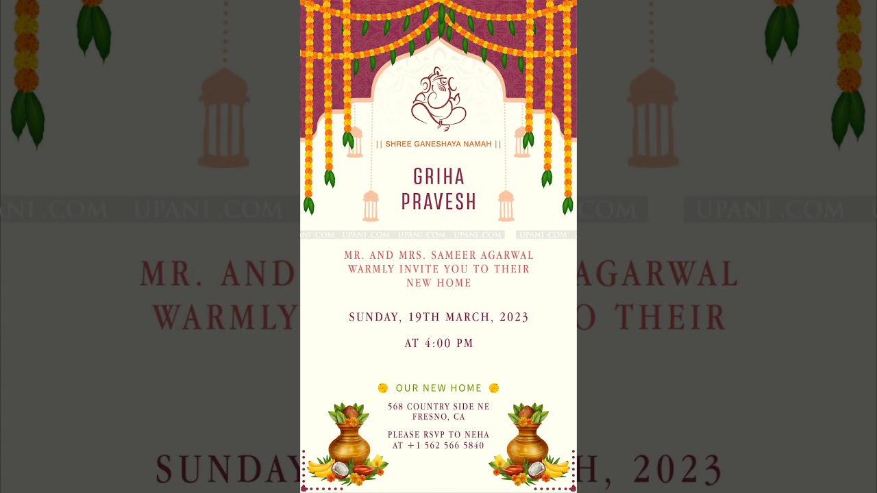 Griha Pravesh Invitation video Editing For Whatsapp