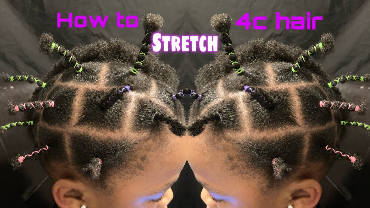 how to stretch natural 4c hair rubber bands method YouTube