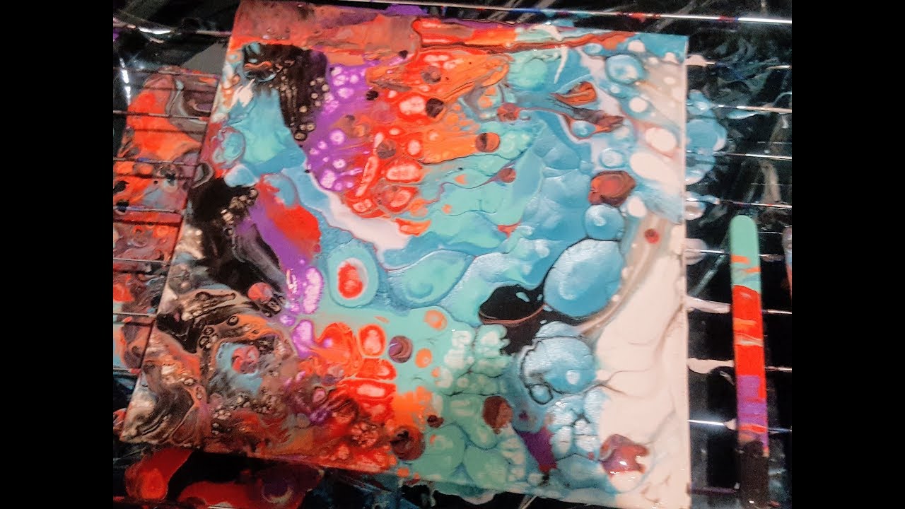 Acrylic Paint Pouring With Swipe Technique and Cells - YouTube