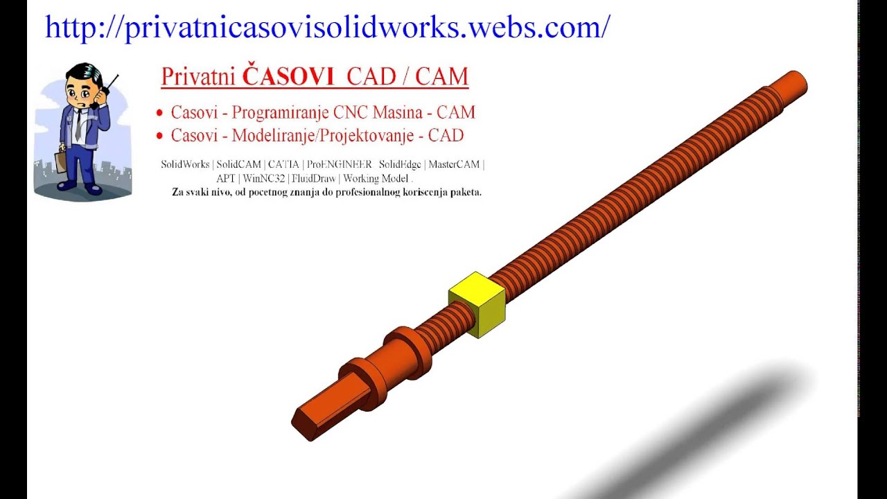 Ball screw SolidWorks CAD Navojno vreteno Simulacija/Animacija YouTube