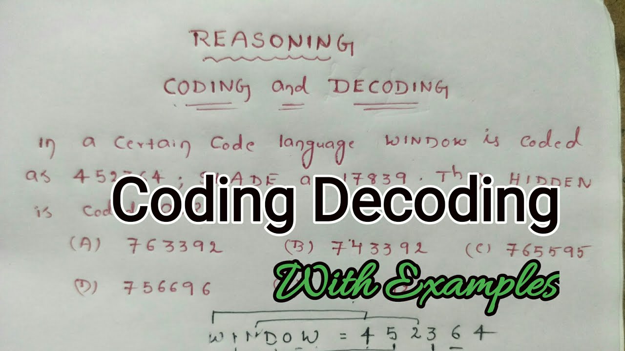 Coding and decoding in telugu codingdecodingmaths youtube
