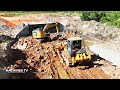 Excellence New Project Power Bulldozer Pushing Rock For Building Bridge Head Foundation