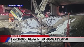 Crane tips over at I-25 project in Castle Rock