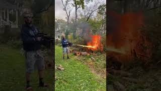 Burning my property down with a flamethrower #flamethrower #gundrummer