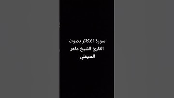 سورة التكاثر بصوت القارئ ماهر المعيقلي #القرآن_الكريم #سورة_التكاثر #القران_الكريم #ماهر_المعيقلي