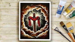Holy Cross Acrylic Painting - Step by Step / Daily Art Challenge #207