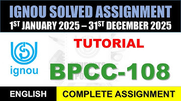 BPCC 108  Tutorial  Solved 2025 || bpcc-108 solved assignment Tutorial in English || year 2025-26