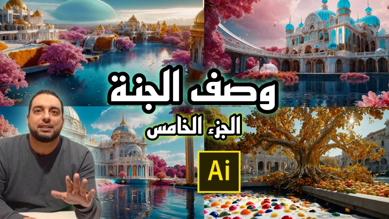 وصف نعيم الجنة وحال أهلها الجزء الخامس من سورة الرحمن بالذكاء الإصطناعي