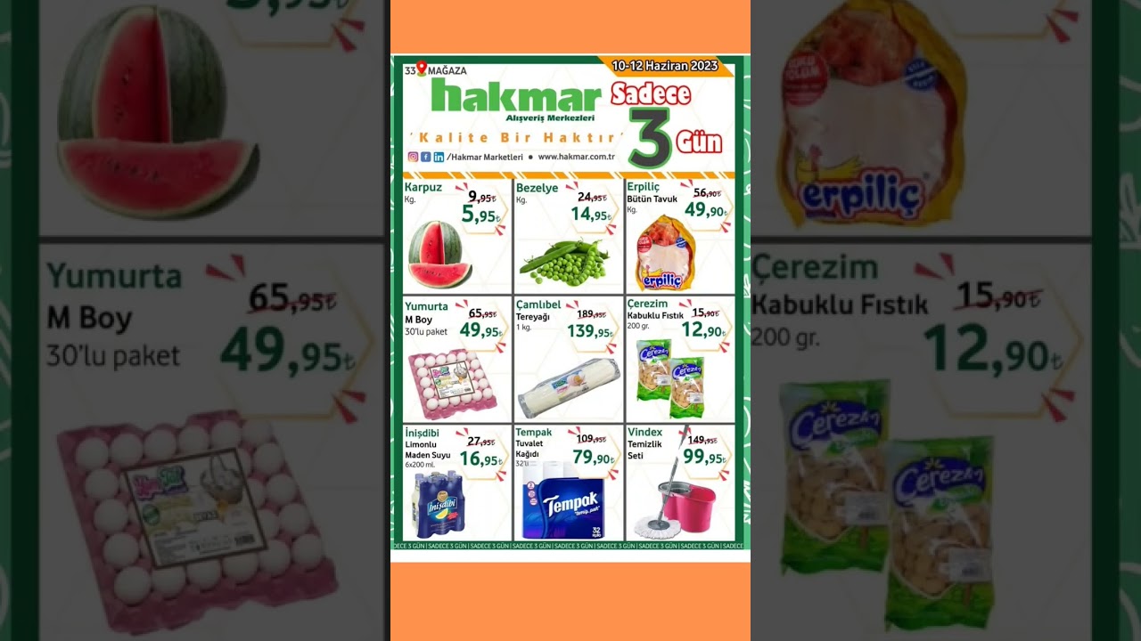 SADECE 3 GÜN GEÇERLI HAKMAR MARKETLER BROŞÜRÜ 