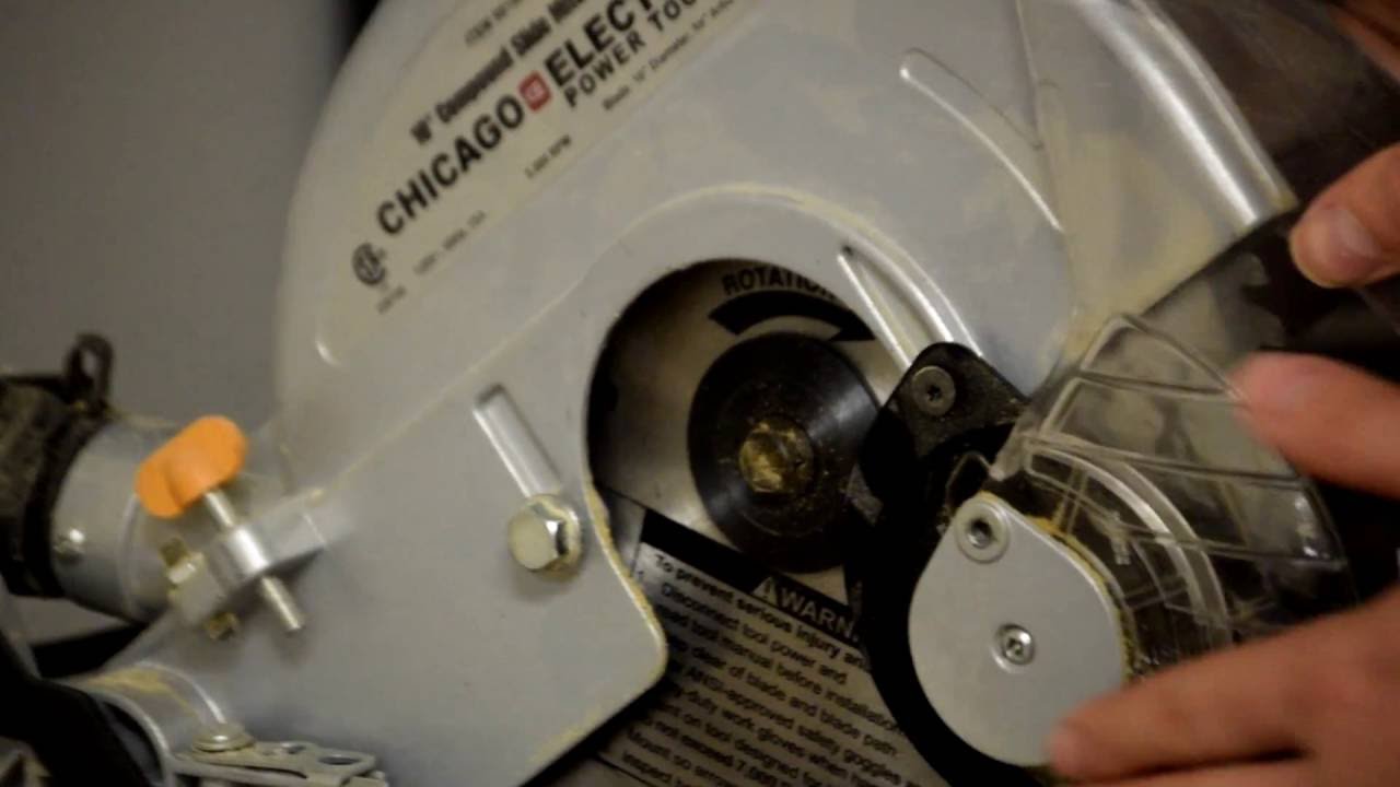 How To Install Replace The Blade On The 10 Chicago Sliding Miter Saw Youtube